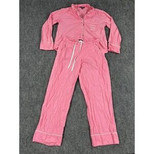 Ame and Lulu Pajama Set Womens XS Pink Tennis Sleep Repeat Cotton Shirt Pants